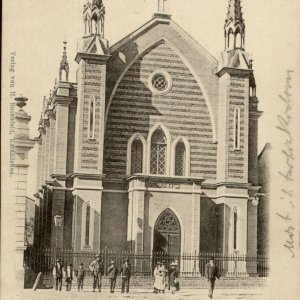 A karánsebesi zsinagóga 1901-es képeslapon (Forrás: MZSL)

